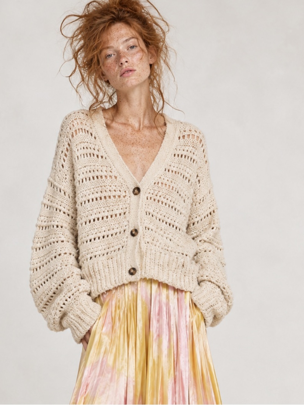 LINE all cotton slouchy cardigan